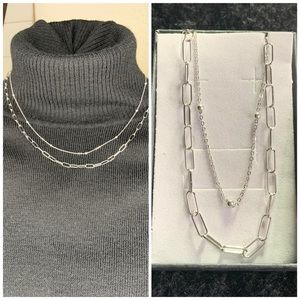 Sterling Silver Paperclip Chain Layered Necklace